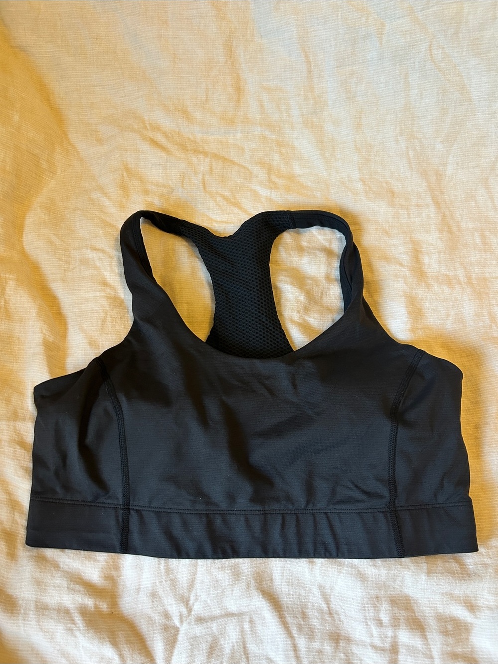 Outdoor Voices Black Racerback Sports Bra with Mesh Back